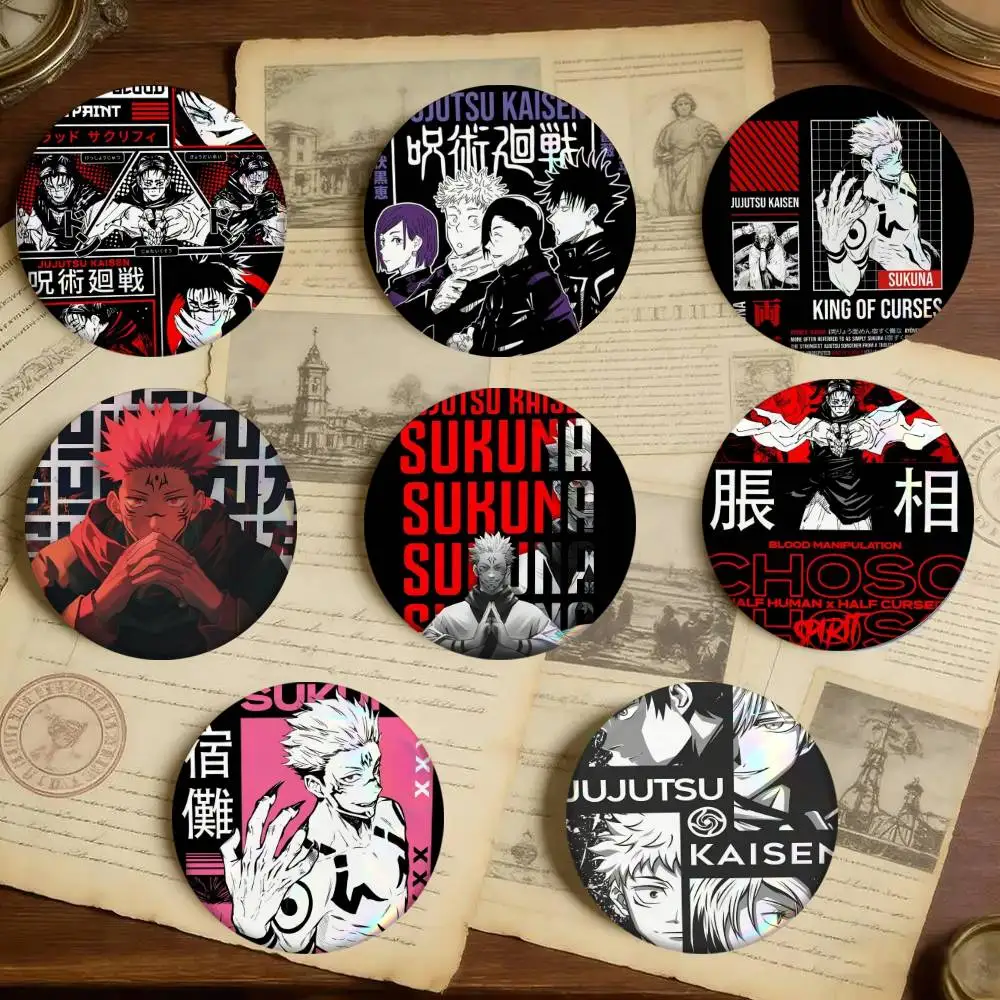 Anime Jujutsu Kaisen Badges 25 32 44 58 75 Mm Round Cosplay Pin Bag Decor Friends Gifts Brooch Souvenir