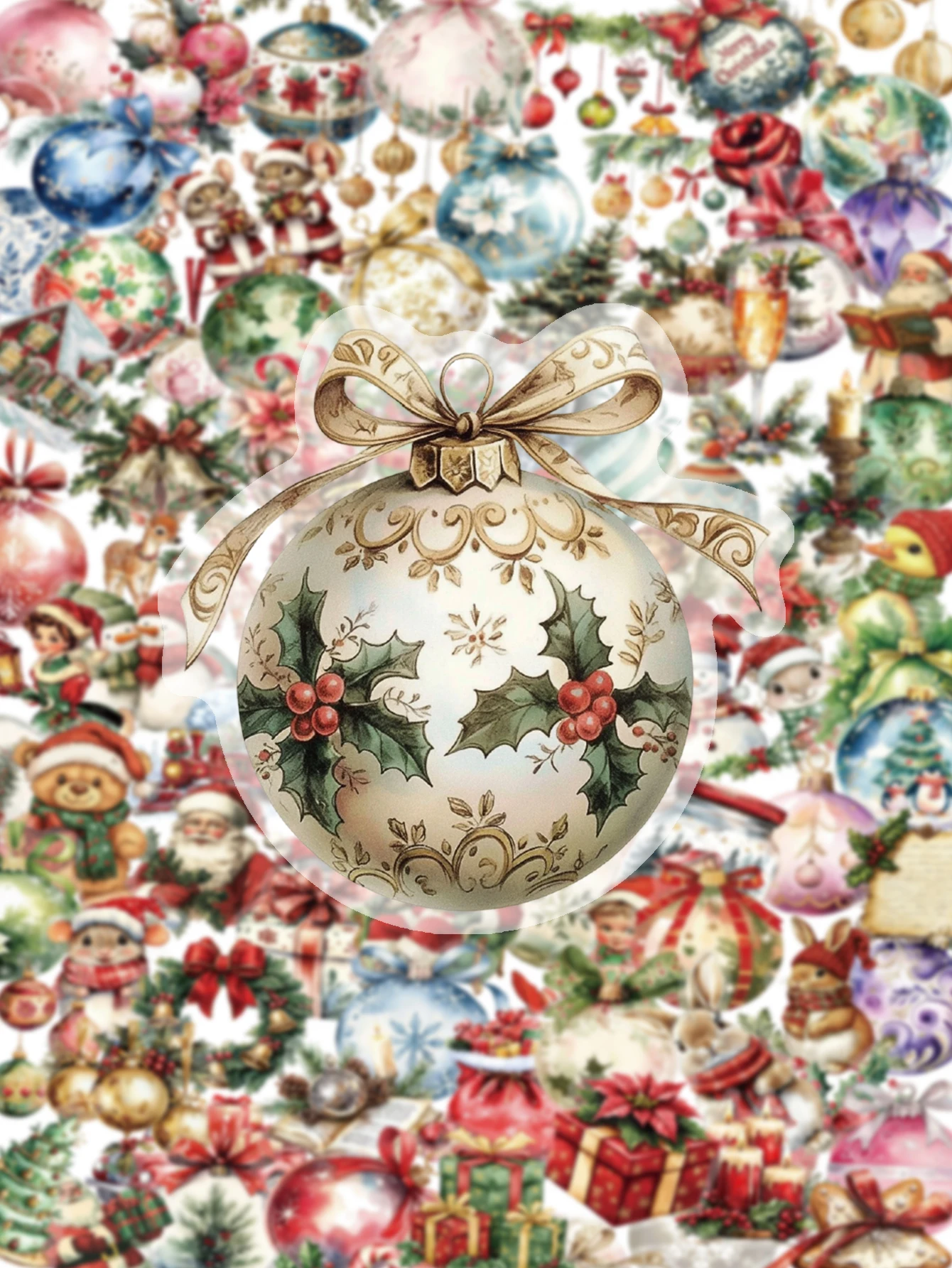 100 قطعة عيد الميلاد خمر PET ملصق جرس سانتا كلو ثلج الرنة شجرة عيد الميلاد هدية صندوق صندوق أدوات مكتب الزخرفية ملصق مائي