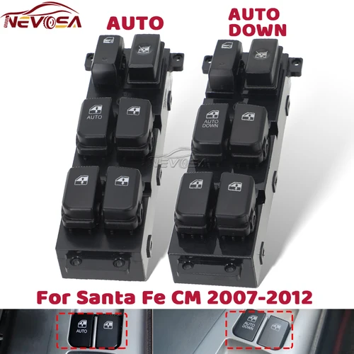Interruptor de Control de ventanilla eléctrica para Hyundai Santa Fe CM 2007-2011 2012 93570-2B000S4 93570-2B140 93580-2B000 botón de cristal trasero delantero