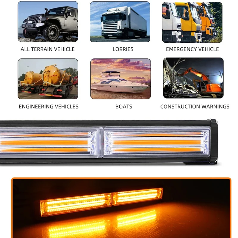 COB Flash LED Bar Light Warning Lamp High Power 30W Police dual color Running Light Worklights for golf 7 bmw e46 e90 e39 f10