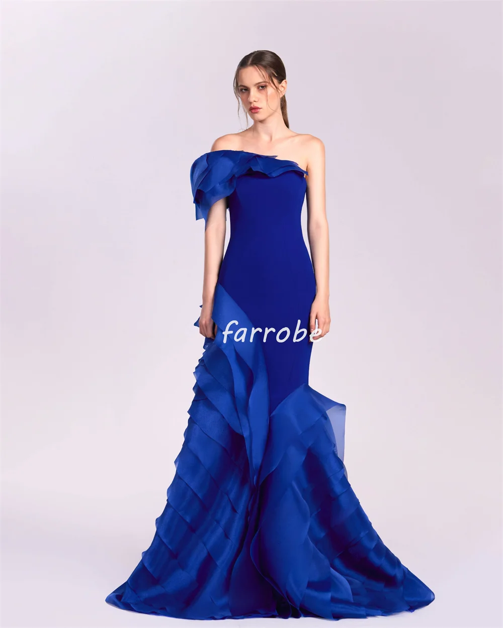 Customized Modern Style Fashion Jersey Pleat Ruched Mermaid One-shoulder Long Dresses Bespoke Occasion Dresses Classic Elegant