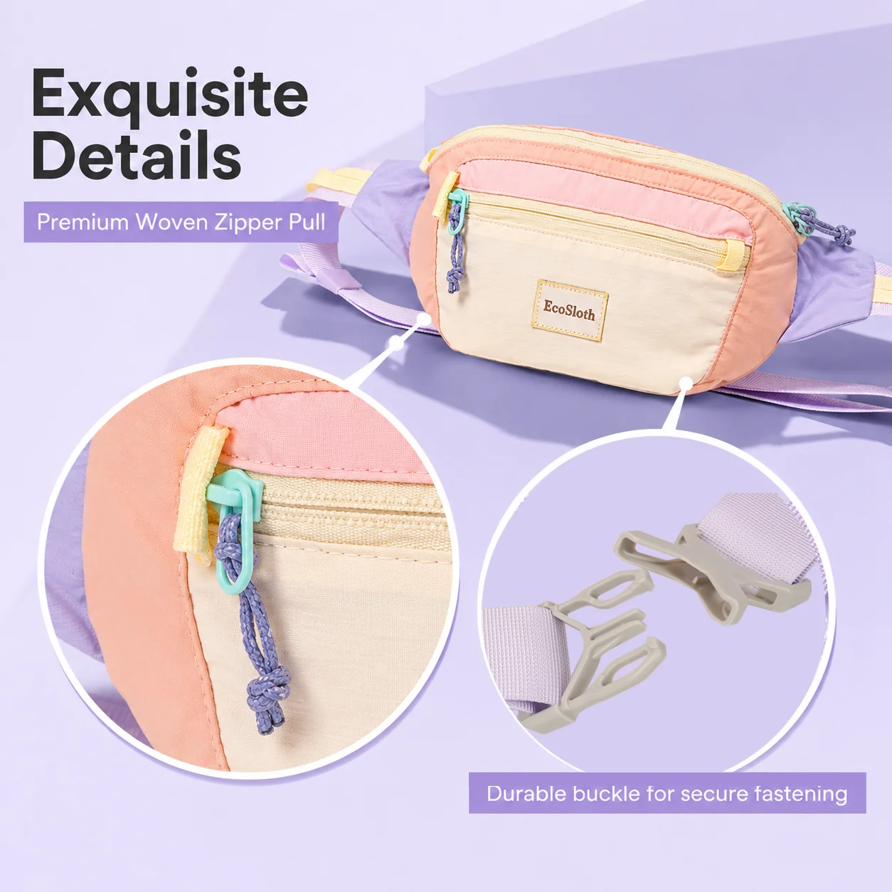 EcoSloth C87D Farbblock Gürteltasche Nylon Crossbody - usage example