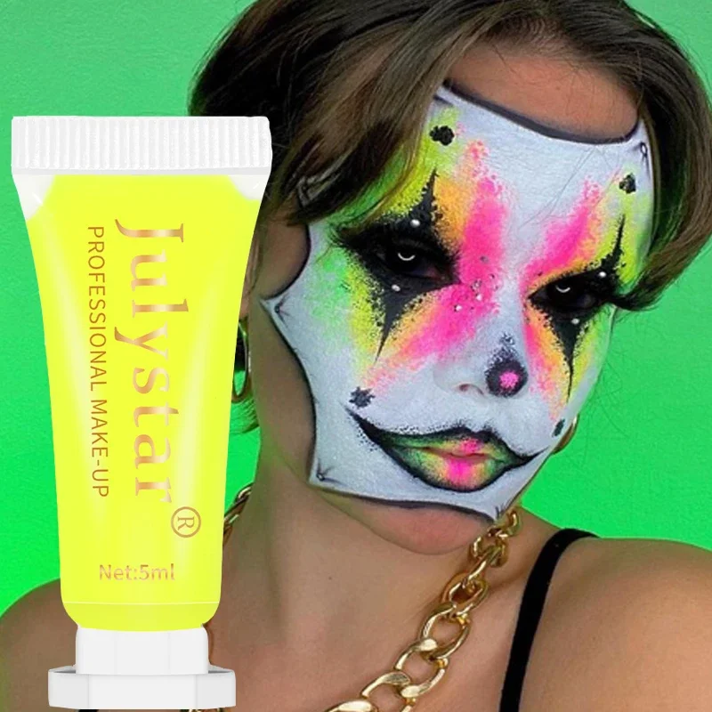 Halloween Face Body Painting Cream Waterproof fluorescente rosa verde nero bianco giallo Paint Cream Party Art Up trucco viso