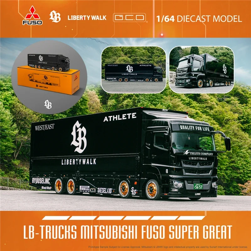 **Pre-Order** GCD 1:64 LWBK LB-TRUCKS JDM Fuso Super Great Lightning #23 White Black RHD Diecast Model Car