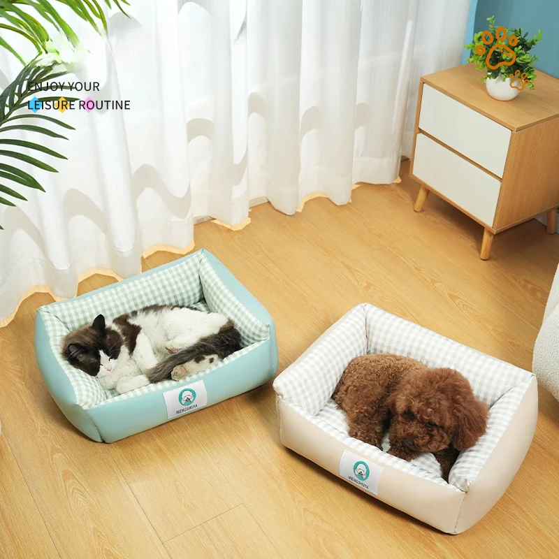 Dog Nest Checkered Square Pet Nest Dog and Cat Sleeping Mat Comfortable Seasonal Pet Mat Pet Bed  Dog Mattress  Pet Bed  Cat Bed