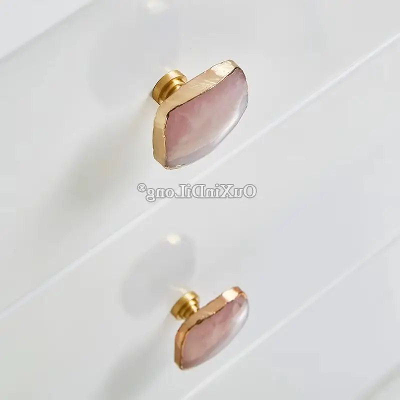 Luxury 10PCS European Natural Crystal+Brass Furniture Handles Cupboard Wardrobe Drawer Kitchen Wine Cabinet Pulls Handles&Knobs