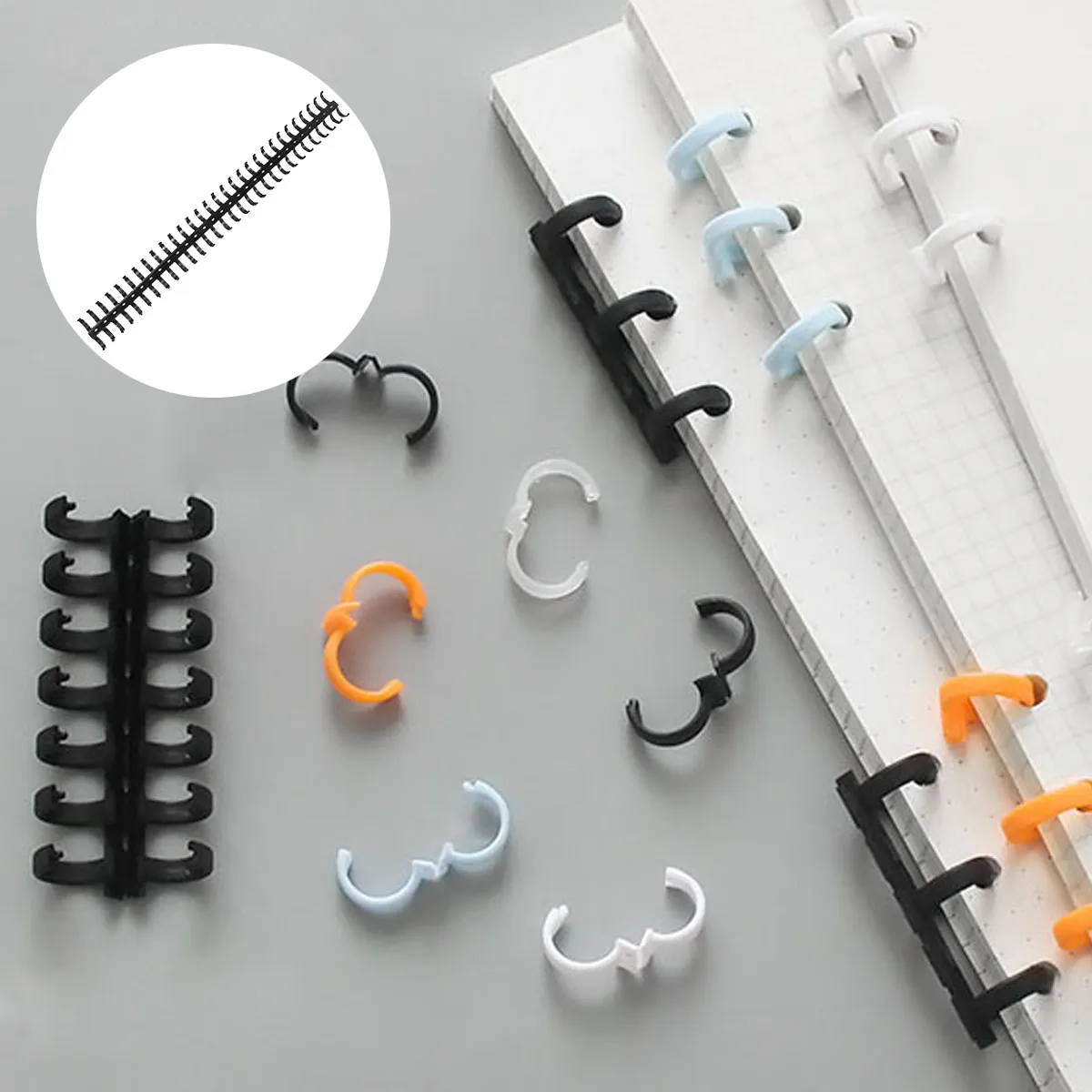 

10Pcs Black Plastic Comb Binder Spines 10 Hole Loose-Leaf Spiral Ring Adjustable Notebook Binding Office Supplies