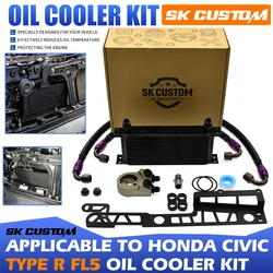 SK CUSTOM Oil Cooler Kit For Honda Civic Gen11 Type R FL5 K20C Engine AN10 Radiator Oil Filter Sandwich Plate Thermostat Adapter