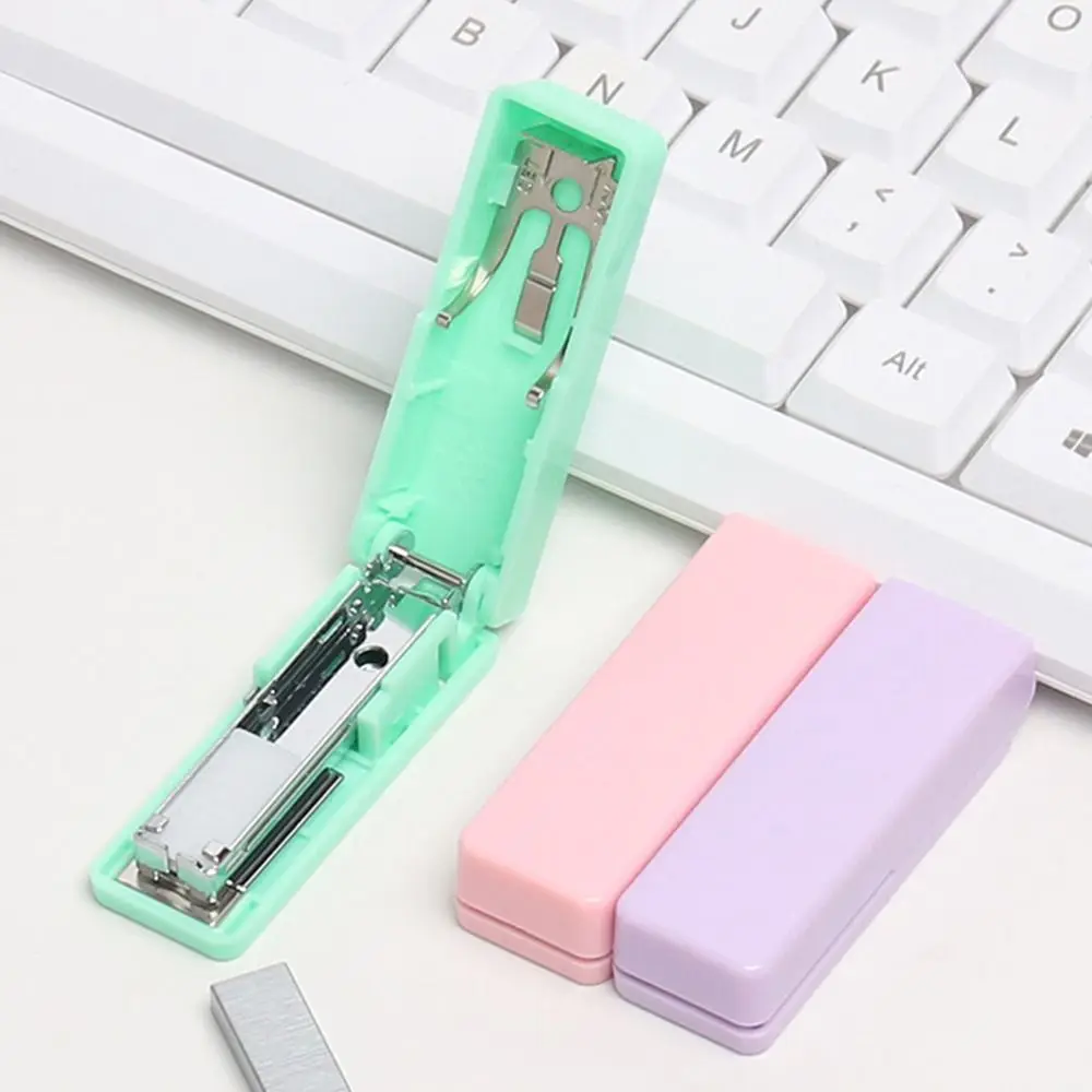 Creative Candy Color Mini Stapler Metal Bookbinding Supplies Small Stapler Multifunction Bookbinding Machine School Office