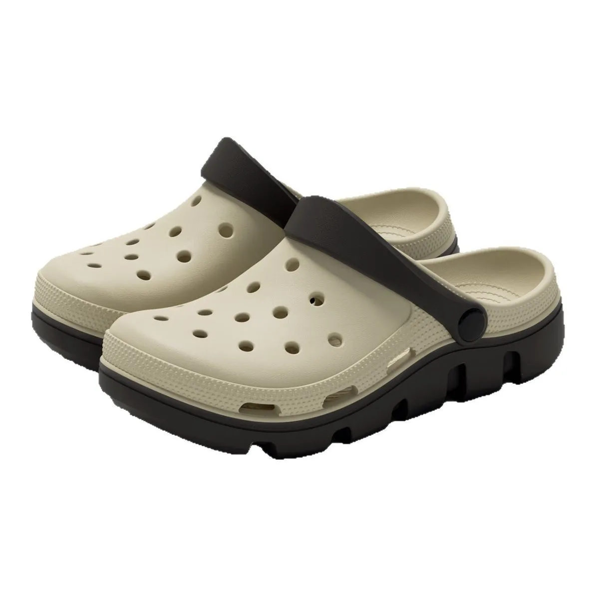 Clawave Lightweight Unisex Two-tone Clogs 5CM Thick Sole Non-slip EVA Cloud Slides Closed Toe Beach Sandals for Men Women