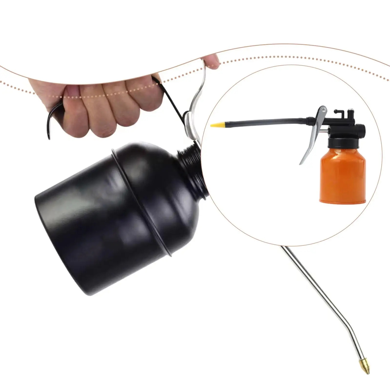 Manual High Pressure Oil Bottle Easy to Use Hand Pump Oiler Can with Extended Spout for Maintenance Tasks
