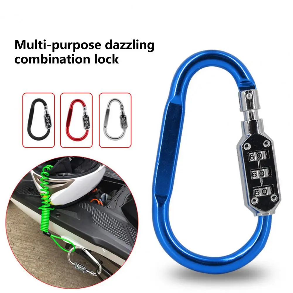 Bicycle Anti-theft Lock Carabiner Password Aluminum Alloy Hiking Bag Luggage Security Carabiner Lock3 Dial Password Padlock Tool