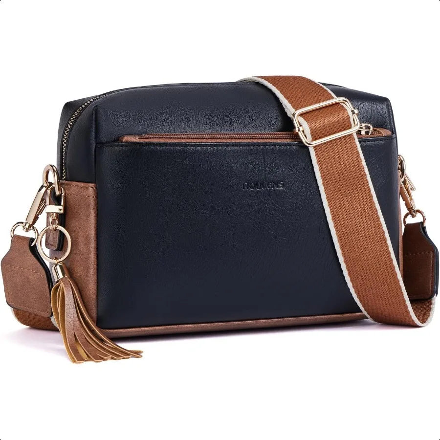 

Triple Zip Small Crossbody Bag for womenWide Strap Cell Phone Purse Shoulder Handbag Wallet with Credit Card Slots
