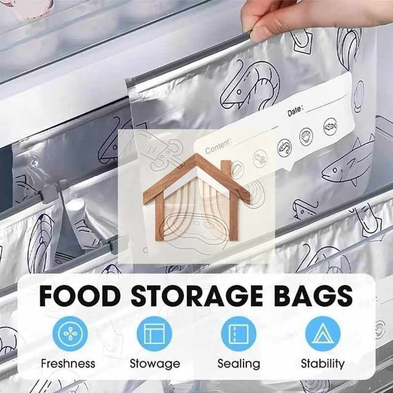 30Pcs Aluminum Foil Food Storage Bag Resealable Zipper Pouch Freezer Air Fryer Liner Oven Sheet Cutter Kitchen Accessories Tool