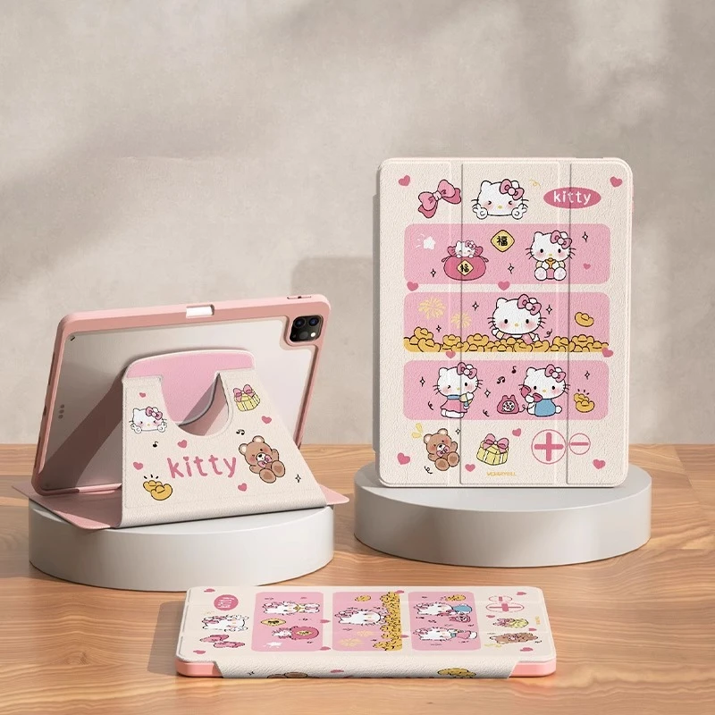 

Чехол Hello Kitty для iPad Funda ipad 9 10 11 A16 Air 3 4 5 M2 M3 10,9 дюйма 11 дюймов Защитный чехол Pro 3 4 5 6 12,9 дюйма M4 Чехол для планшета