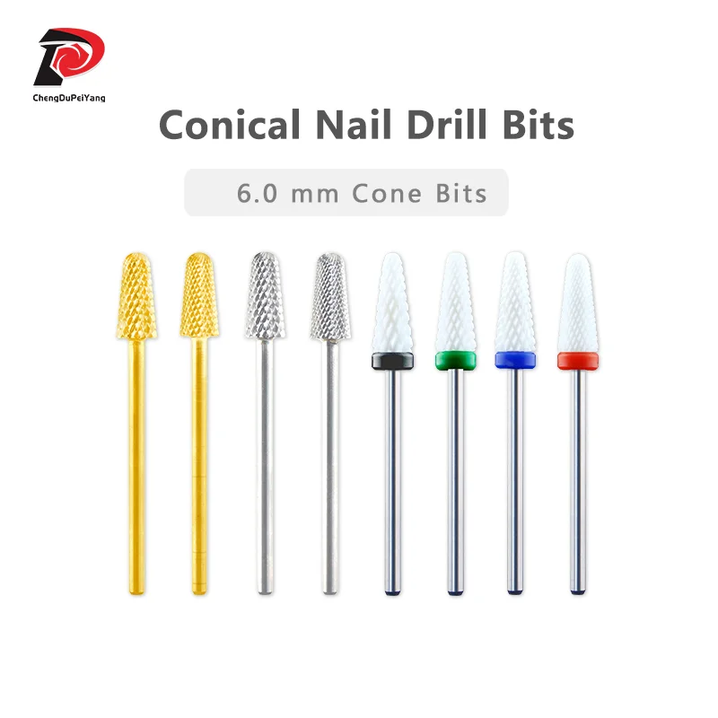 6.0 mm Cone Bits Carbide Nail Drill Bits Remove Gel Manicure Tools