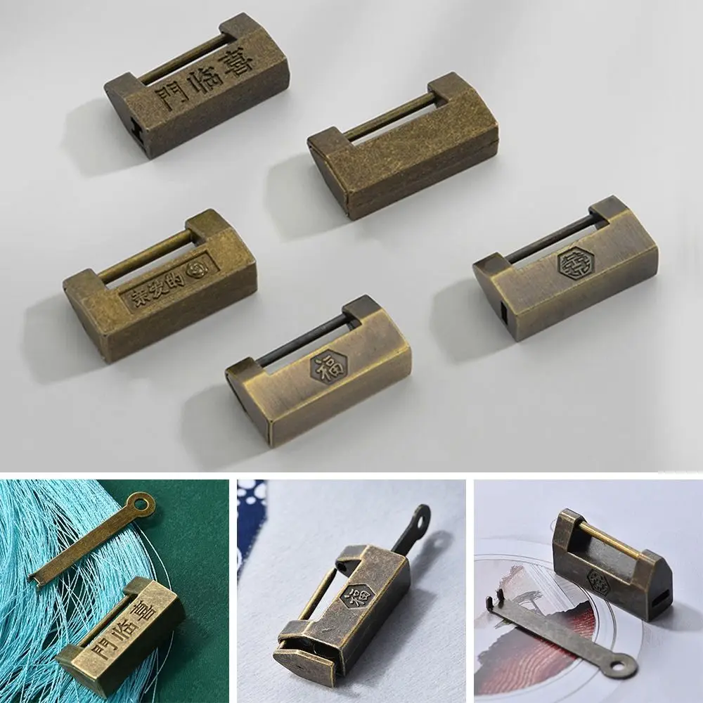 Kotak Penyimpanan Perhiasan Mini Antik dengan Gembok Retro Vintage dari Paduan Seng Dekoratif