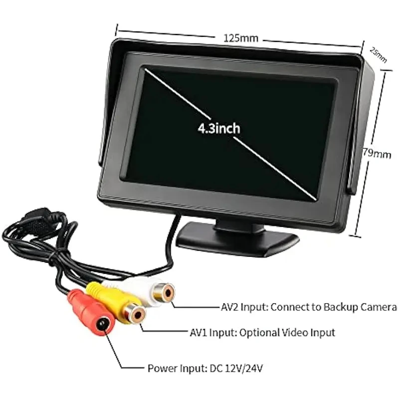 HOMEFISH 4.3in Car Display Easy to Install High-definition Reversing Image Universal Machine Display