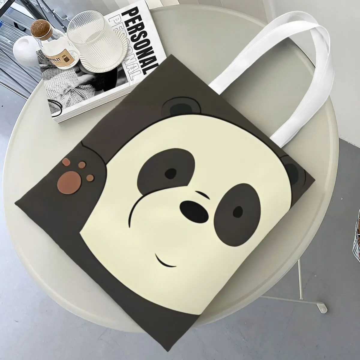 We Bare Bears Panda Canvas Tote Handbag Funny Panda Animal Grocery Torby na zakupy wielokrotnego użytku dla Unisex