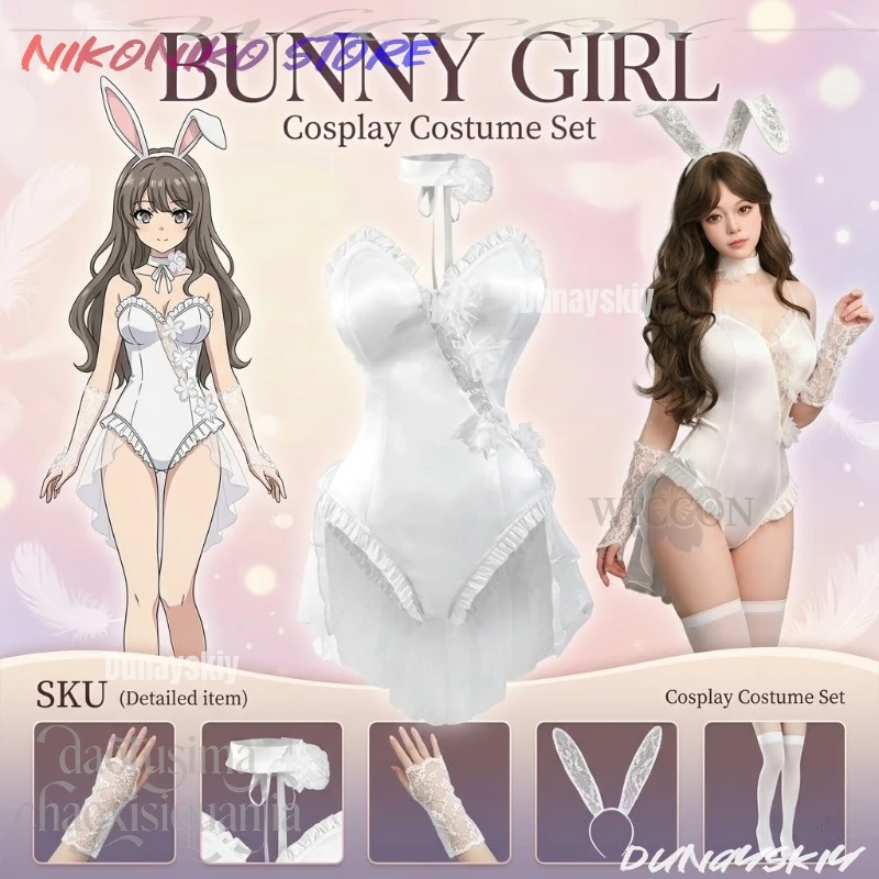 

Bunny Original Design Cosplay Pure White Wedding Dress Style Jumpsuit Kawaii Cute Bodysuit Sweet Lolita Rabbit Furry Earwear Cos