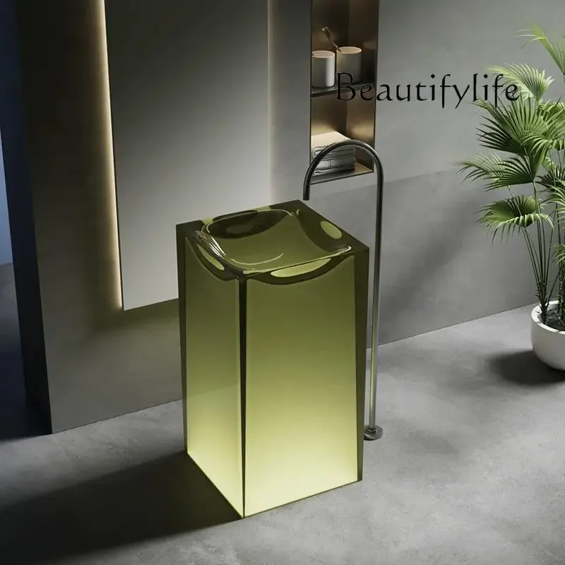 

XE Hotel B & B Outdoor Bathroom Wash Basin Integrated Column Type Transparent Resin Art Color Column Basin