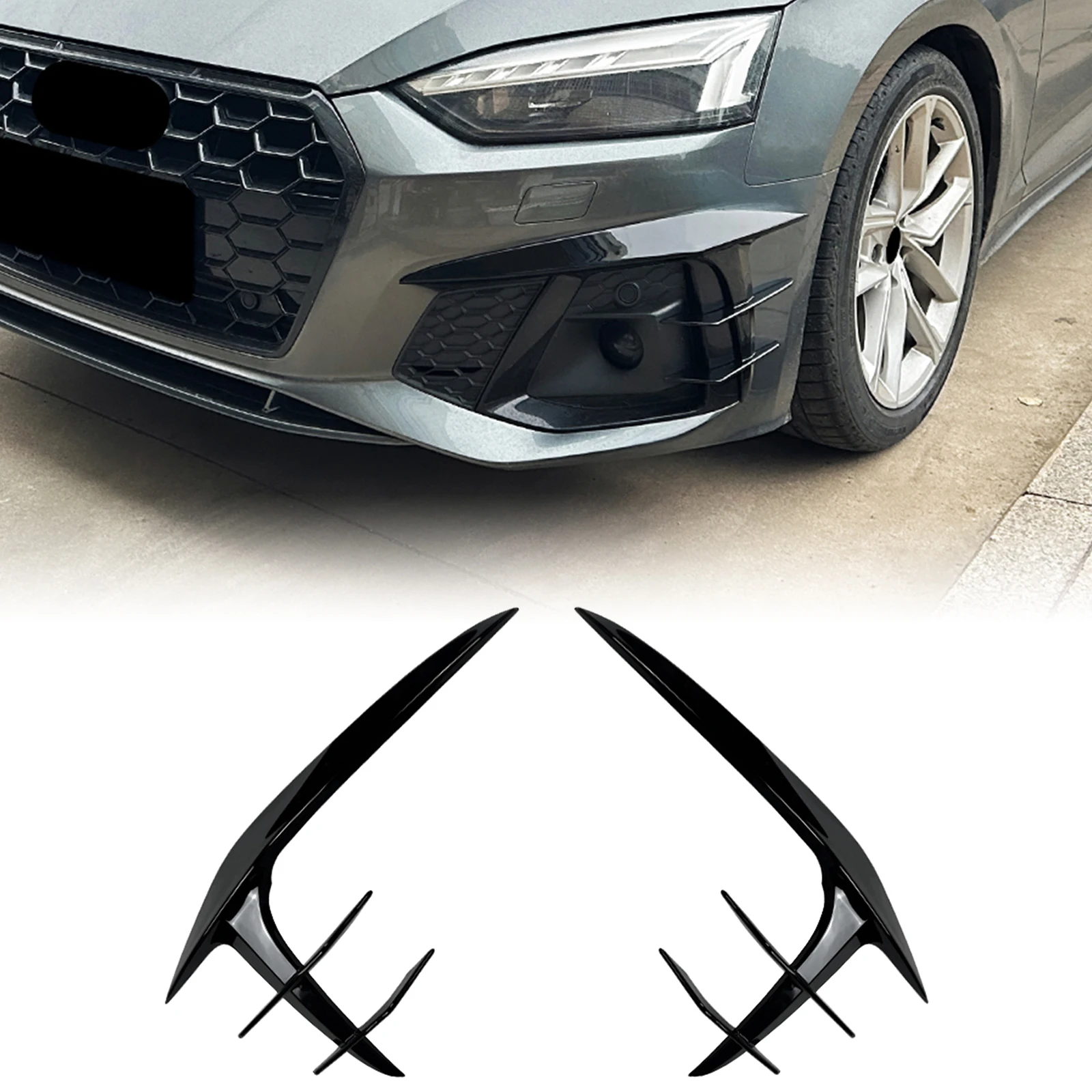 

Крышка противотуманной фары, впускная рамка, разделитель Canard, передний бампер, боковая накладка вентиляционного отверстия для Audi A5 S5 F5.5 Sline 21-24 F5 Sline 17-20