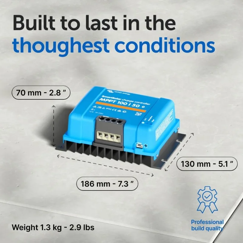SmartSolar MPPT Solar Charge Controller (Bluetooth) - Charge Controllers for Solar Panels - 100V, 50 amp, 12/24-V