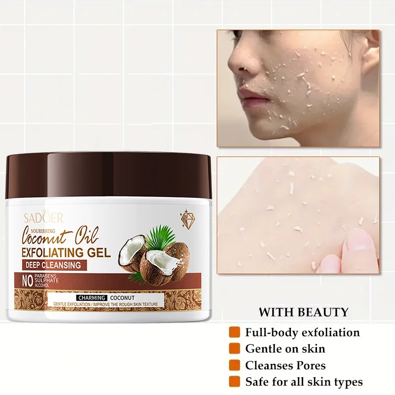140g Nourishing Coconut Oil Exfoliating Gel Deep Cleansing & Long-Lasting Hydration - Gentle Cleanses, Suitable for Face & Body