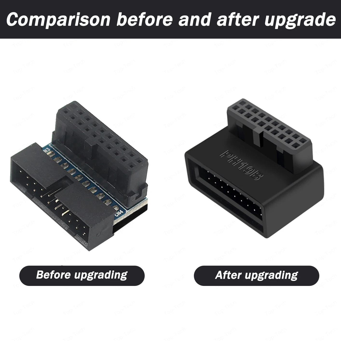 USB 3.0 20pin ชายกับหญิงส่วนต่อขยายอะแดปเตอร์มุม90องศาสำหรับเมนบอร์ดเมนบอร์ดปลั๊กคอนเนคเตอร์