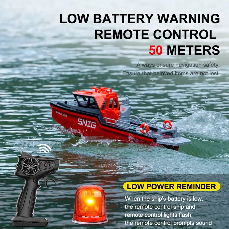 2.4G RC Rescue Boat 8km/h High Speed Long Range Waterproof Electric Remote Control Ship Water Toy Hobby Play Gift For Boys Adult