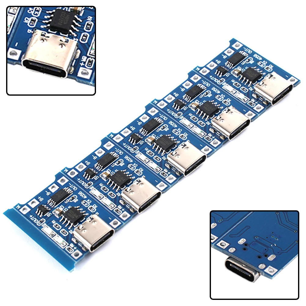 

5pcs TYPE-C USB 5V 1A 18650-TP4056 Lithium Battery Charger Module Charging Board DC 4.2V 4.5V-5.5V Input Voltage HW-387 Parts