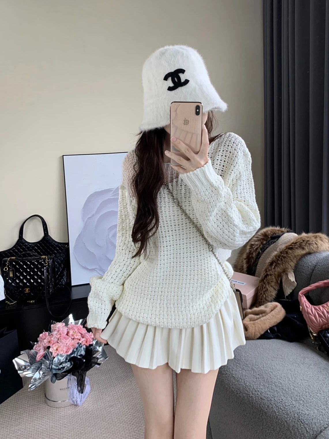 

Вязаный свитер Pure Desire Gentle Lazy с вырезами на одно плечо и длинными рукавами, уличный стиль, осенний сезон, стандартная длина