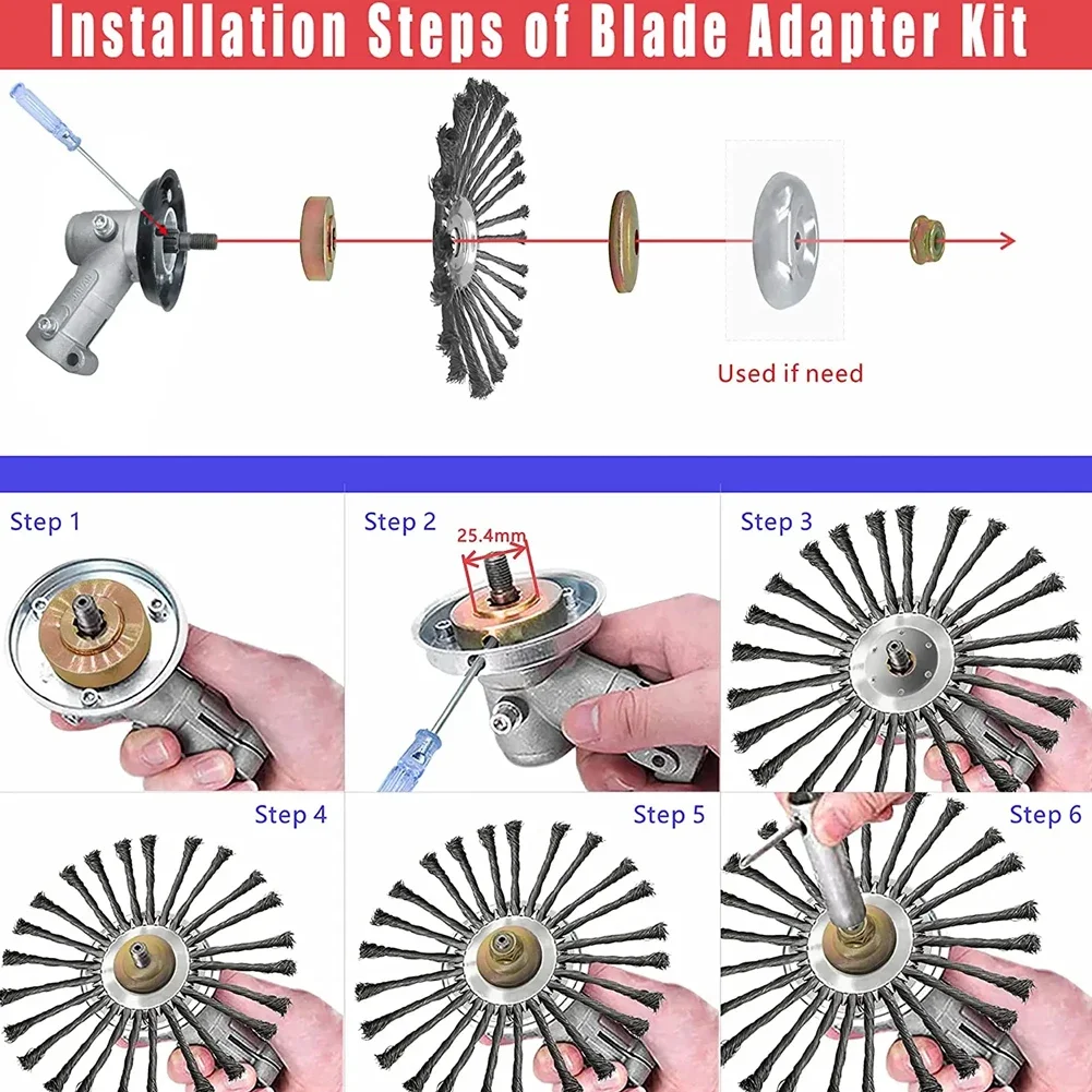 10/4/5Inch Weed Brush Cutter Head Lawn Mower Universal Grass Trimmer Head Steel Wire Wheel Brush Disc Garden Trimmer Head Weed