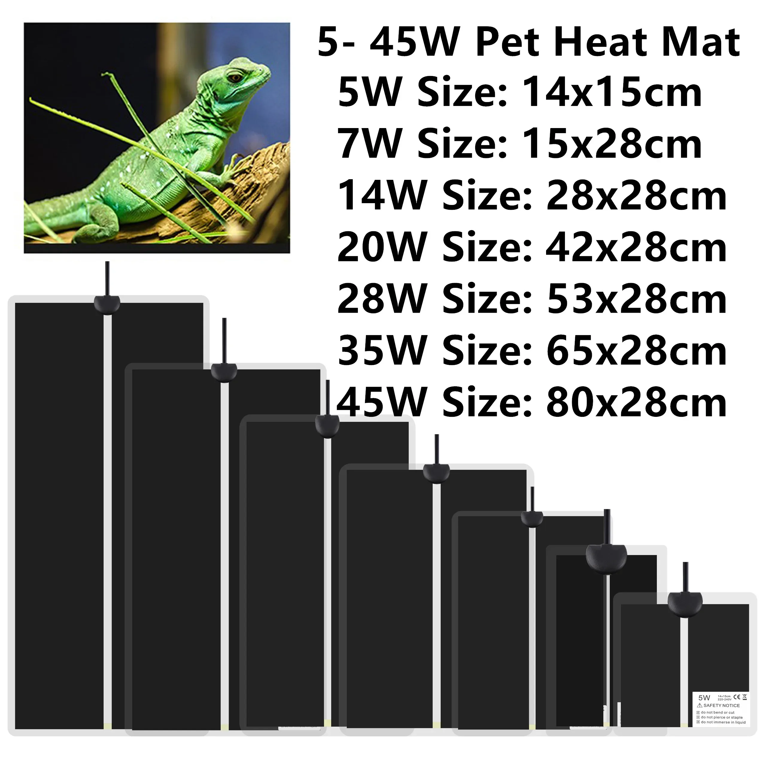 

5-45W Reptiles Heat Mat Terrarium Climbing Pet Heating Warm Pads Adjustable Temperature Controller Mats Reptiles Supplies