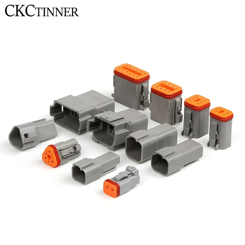 1 set DT06-2S Car Waterproof Connectors  Male and Female Butt Plug Terminal Harness Plug 2P 3P 4P 6P 8P 12P