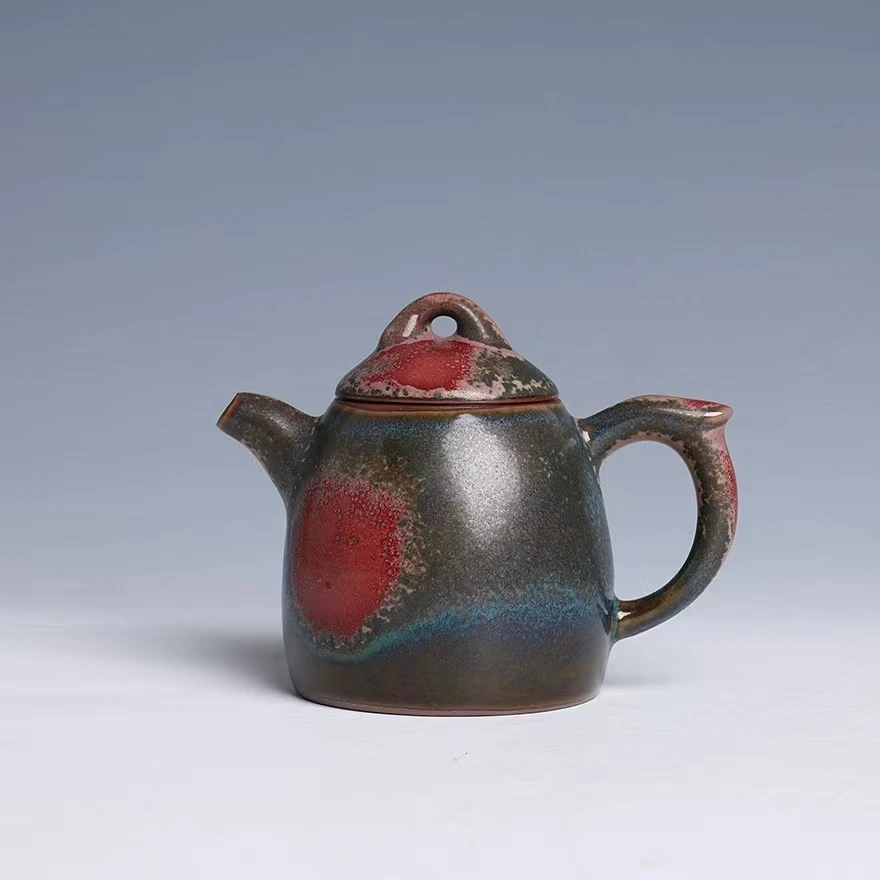 

Jun Kiln Jun Porcelain Original Mineral Charcoal-fired Crystalline Black Gold Ancient Simple Qin Right Teapot Zhou Man Signature