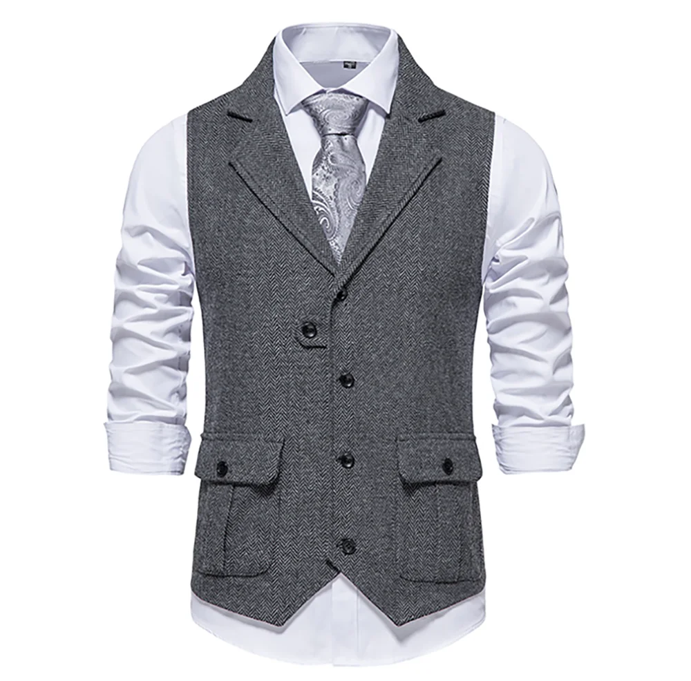 2024 Spring and Autumn New Men\'s Single-breasted Casual Suit Vest Design High Quality Men\'s Vest