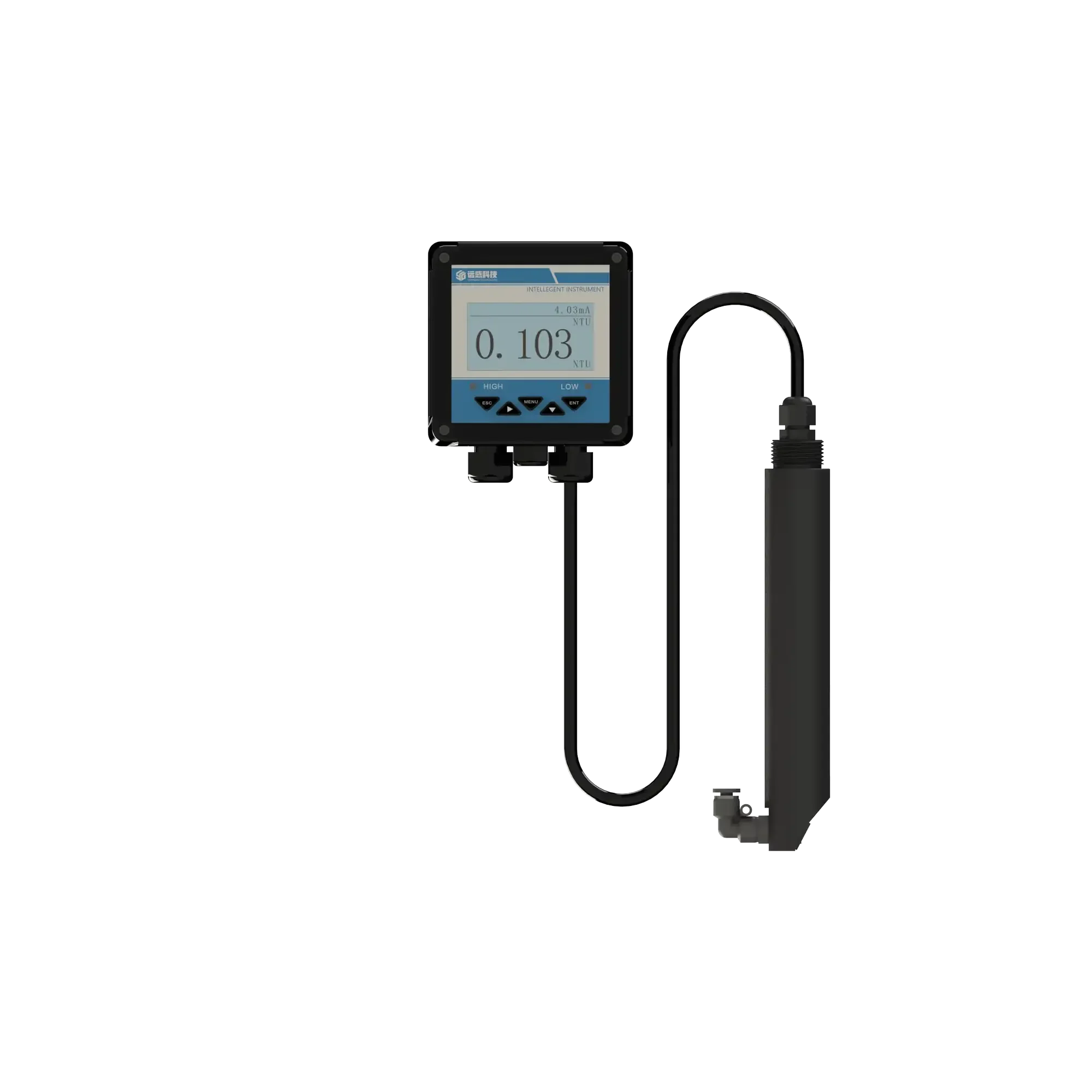 Turbidity 0-4000 NTU 0-30000 Mg/L Suspended Solids Sensor 60m Submersible Probe with 4-20 MA Controller
