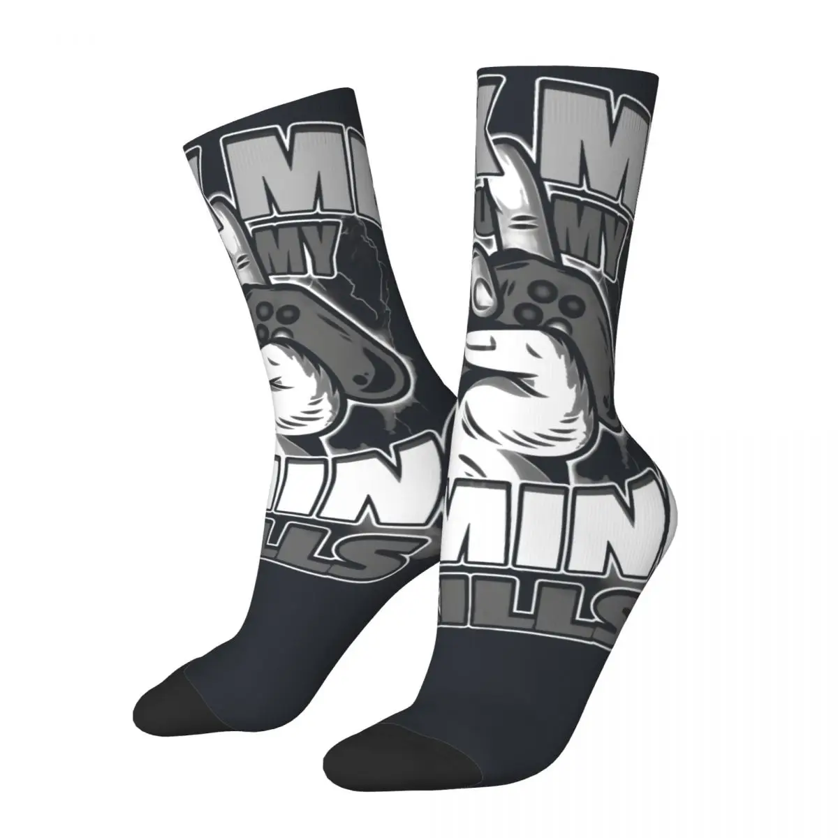 Hip Hop Vintage Retro Gaming Videogamer Outfit Crazy compression Socks Unisex Nostalgia School Style Seamless Printed Crew Sock