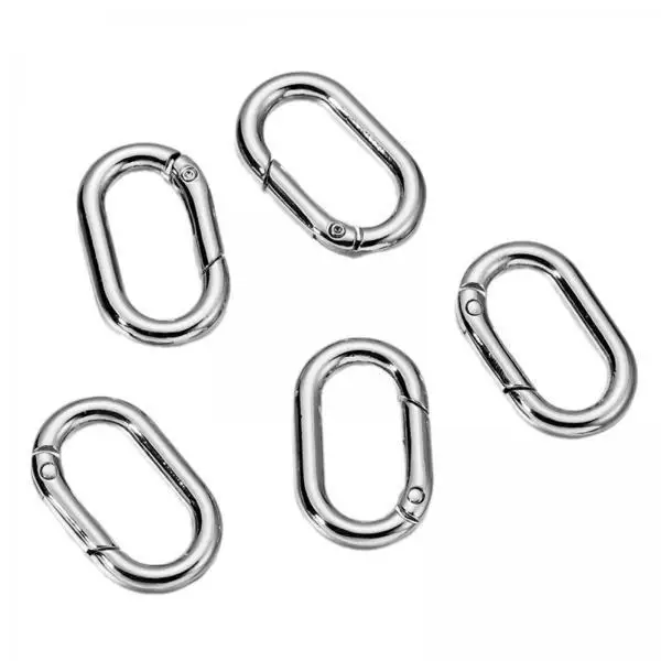 Metal Spring Oval Rings Zinc Alloy Carabiner Snap Hooks Split Key Rings Clasp Holder for Belt Bag Purse Strap Craft Making