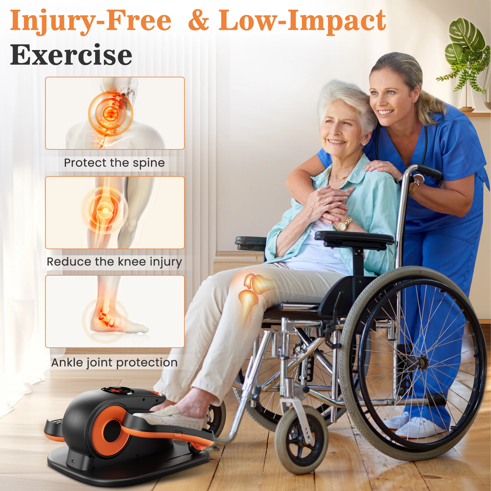 KERDOM Under Desk Elliptical Machine, Electric Seated Pedal Exerciser for Seniors Fully Assembled, Mini Ellipse Leg Exerciser with Remoter, 12 Level Speeds, Forward & Reverse Direction, Manual & Auto Mode for Home Office, Quiet & Portable