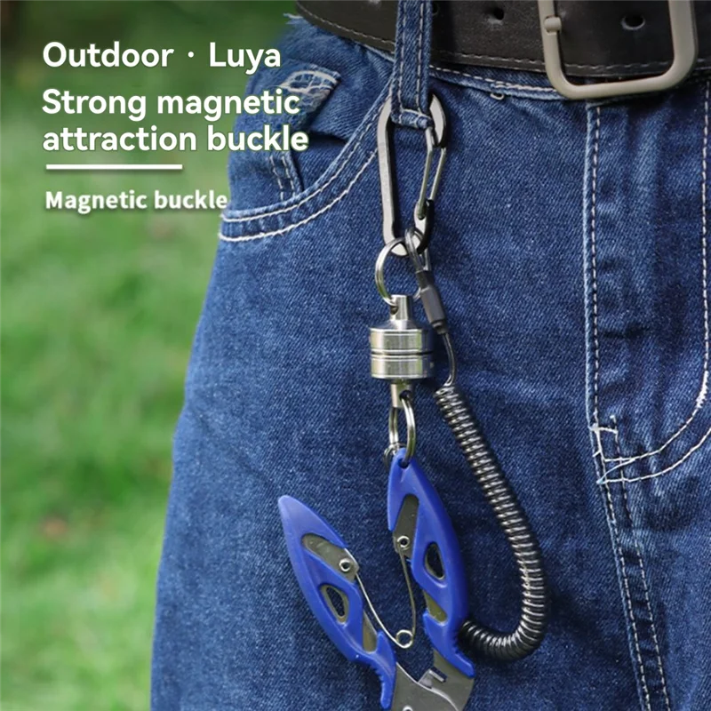 ABPR-Stainless Steel Magnetic Rope Buckle Wire Rope Keychain For Outdoor Fishing, Mountaineering