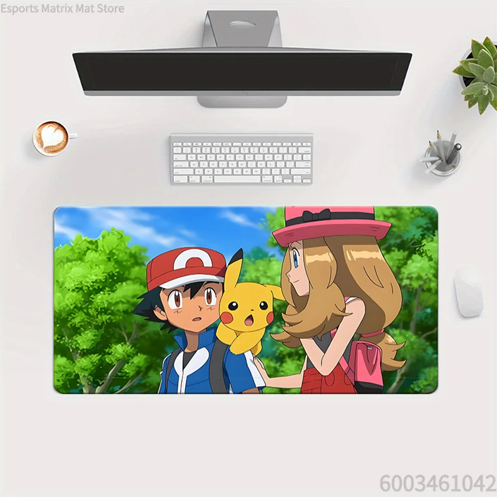 Pokemon Ash Ketchum Serena & Pikachu Forest Anime Extended Gaming Mouse Pad Large Desk Mat for PC Laptop