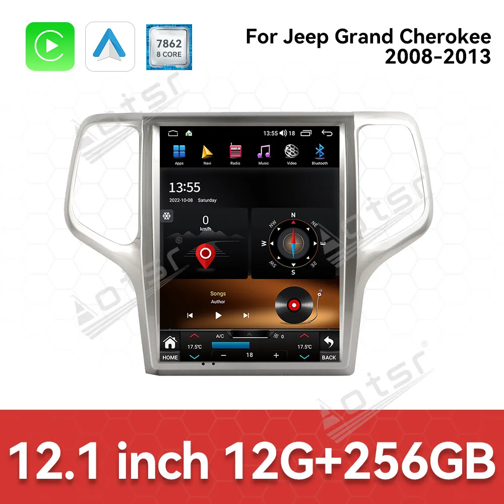 

12,1-дюймовый экран, мультимедийный радиоприемник на Android для JEEP Grand Cherokee 2008-2013, аудиосистема, головное устройство