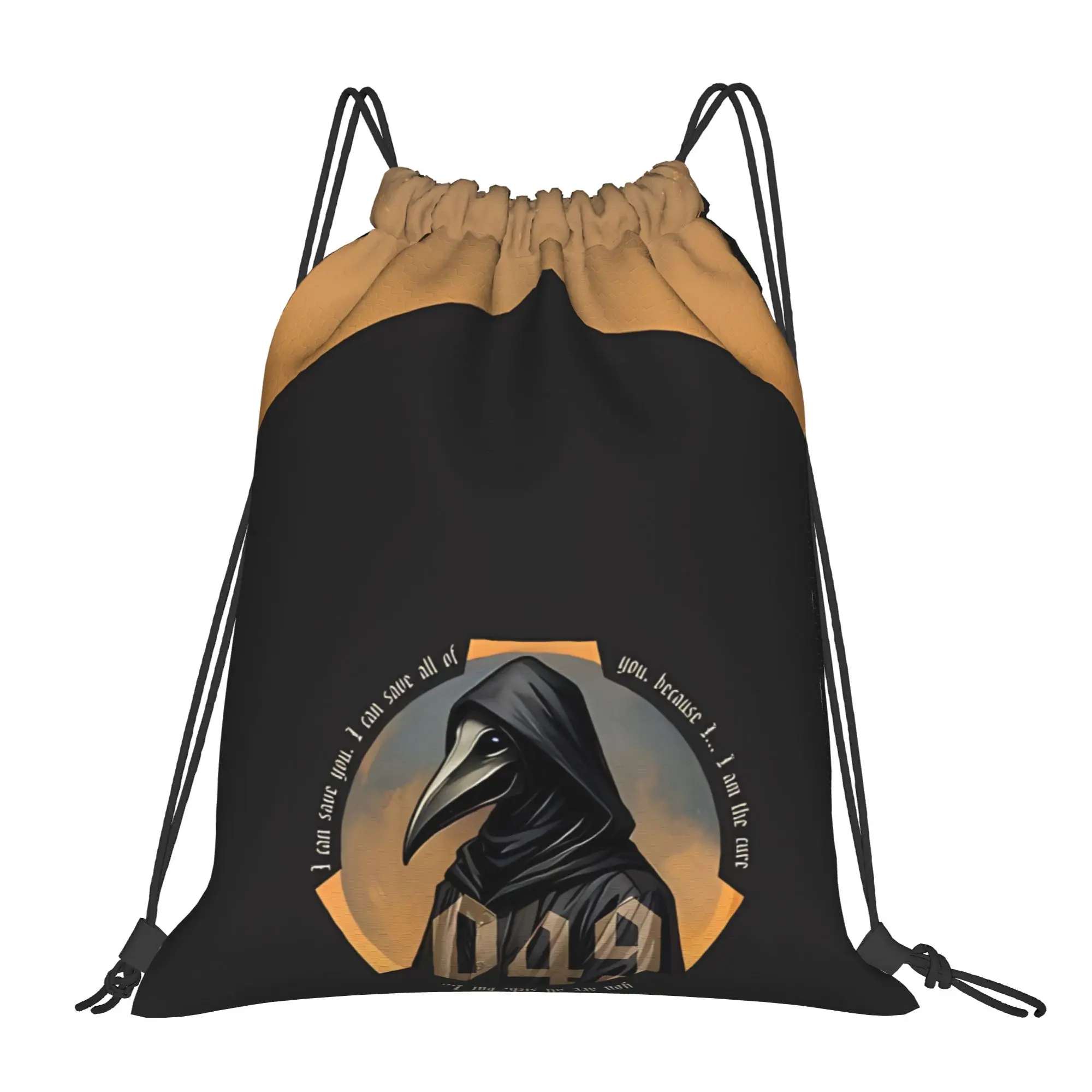 horror aesthetic dark art 049 Plague Doctor SCP Foundation Portable Sports Drawstring Bags Riding Gym Backpack Storage Backpacks