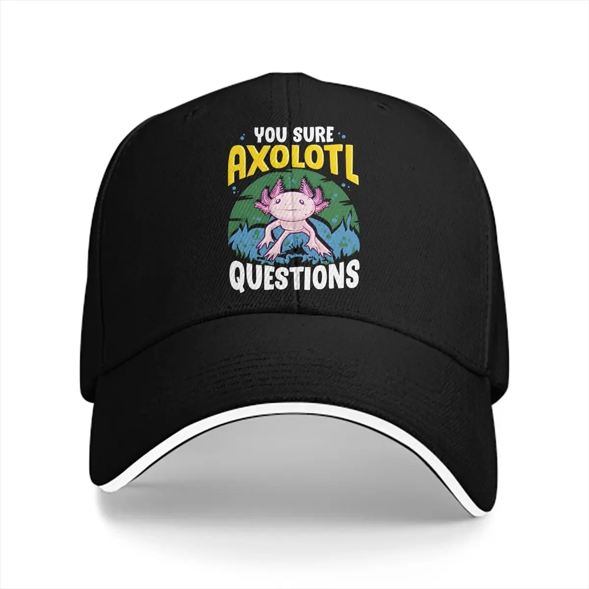 You Sure Axolotl Questions Walking Fish Pun Baseball Caps Peaked Cap Axolotl Lover Sun Shade Hats for Men Women