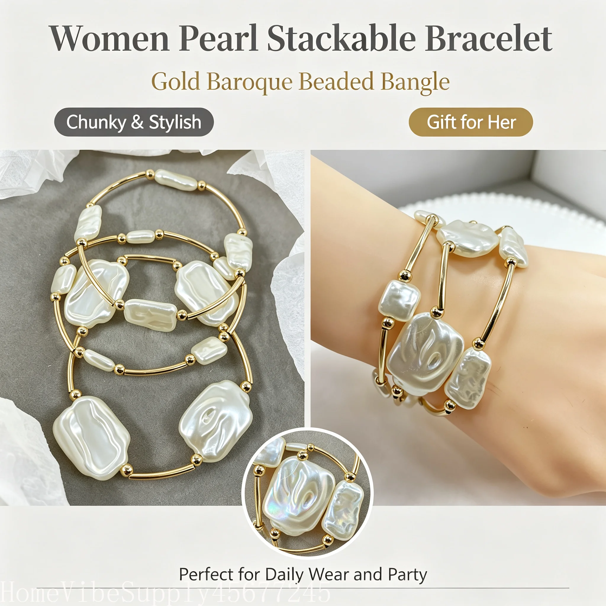 Women 3-Strand French Retro Bohemian Bracelet, Elegant Goddess Style Bracelet, Simple Generous Jewelry for Daily Wear