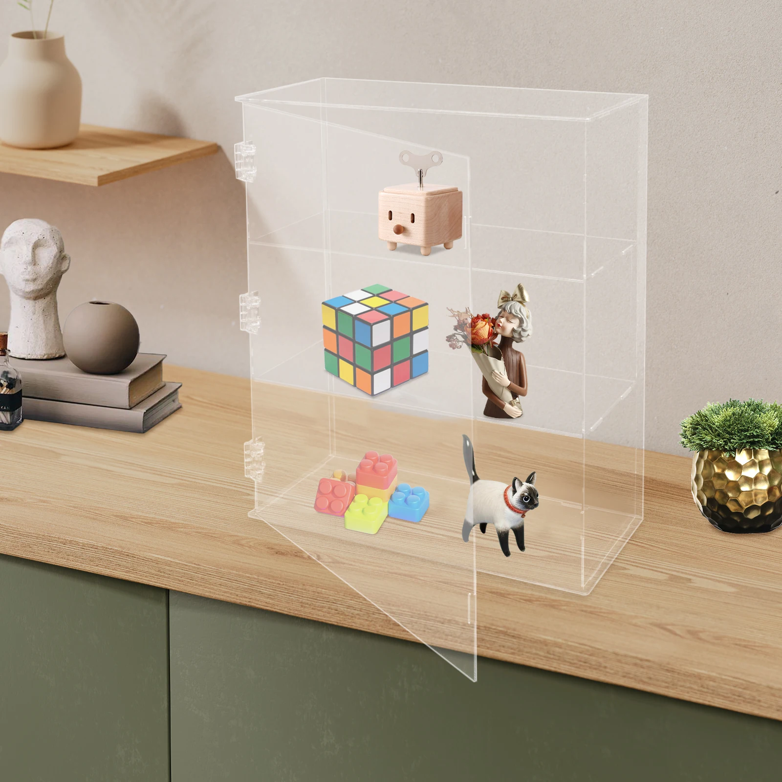 

3-Tier Display Shelf: High-Quality, Transparent Design to Showcase Collectibles, Simple and Modern for Home or Office Decor