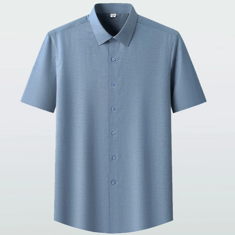 Modal 23%+ Flax 7.6% Anti-Wrinkle 5XL Blue Shirt Men Long Sleeve Slim Fit & Men Shirts Short Sleeve High Quality Casual Business