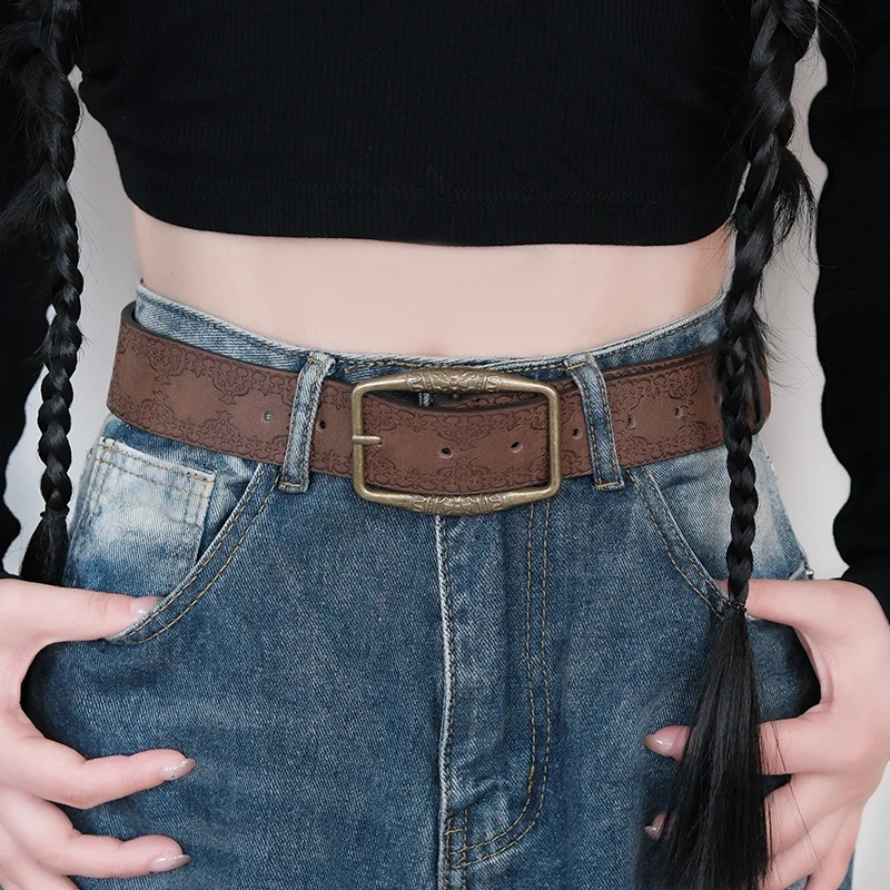 2024 New Retro Brown Belt, Women\'s High End, Ethnic Style Belt, Niche Design, American Jeans, Trendy